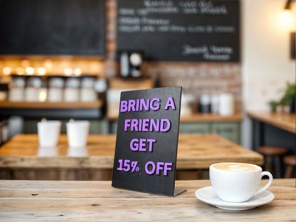 These large counter signs offer versatility and practicality for businesses that value effective communication and design. The 22x15 cm size is perfect for showcasing messages clearly, and the magnetic letter set allows quick updates. Whether you’re in a cafe, beauty salon, or boutique, this sign stands out as a practical solution for announcing promotions, displaying warnings, or sharing daily specials. The lightweight yet sturdy metal stand makes it easy to carry and reposition, but its durability ensures