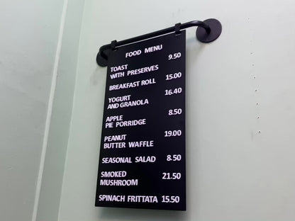 This modern magnetic menu display is designed for cafes and restaurants that want to update menus easily. Featuring magnetic letters that stay in place but can be rearranged quickly, this board offers both style and practicality. Perfect for displaying daily specials, seasonal offers, and menu changes.
